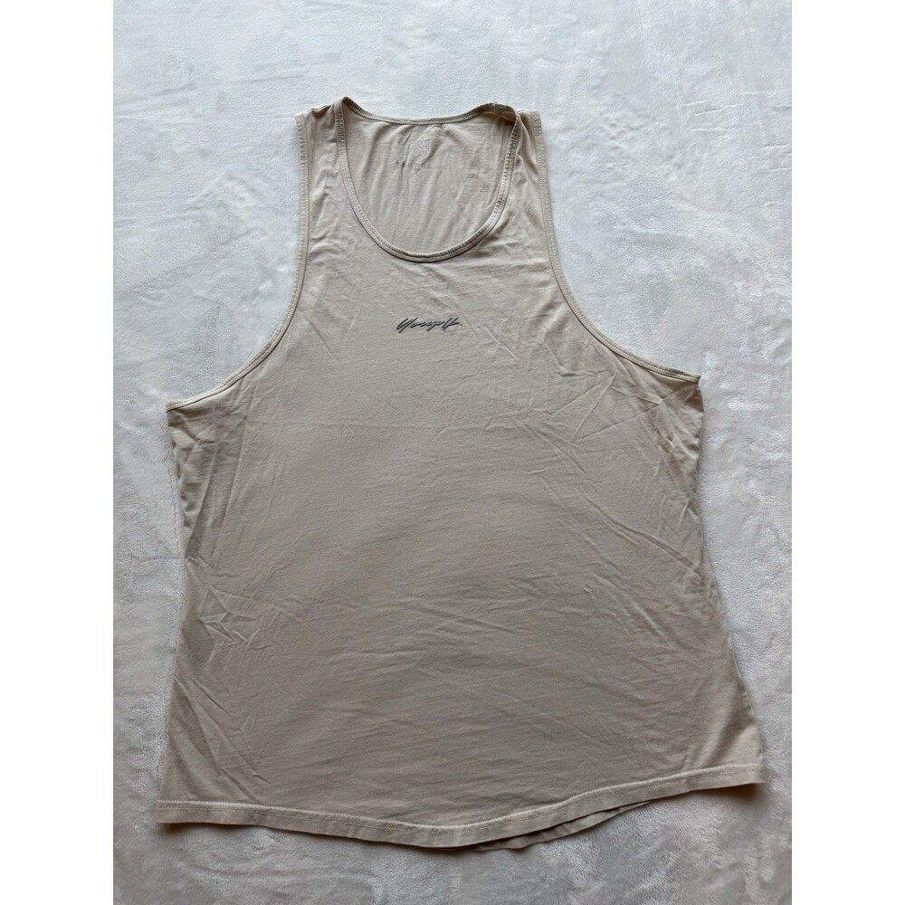 YoungLA Stringer Tank Top Mens Large Taupe Brown Cotton Muscle Tee Gym 308